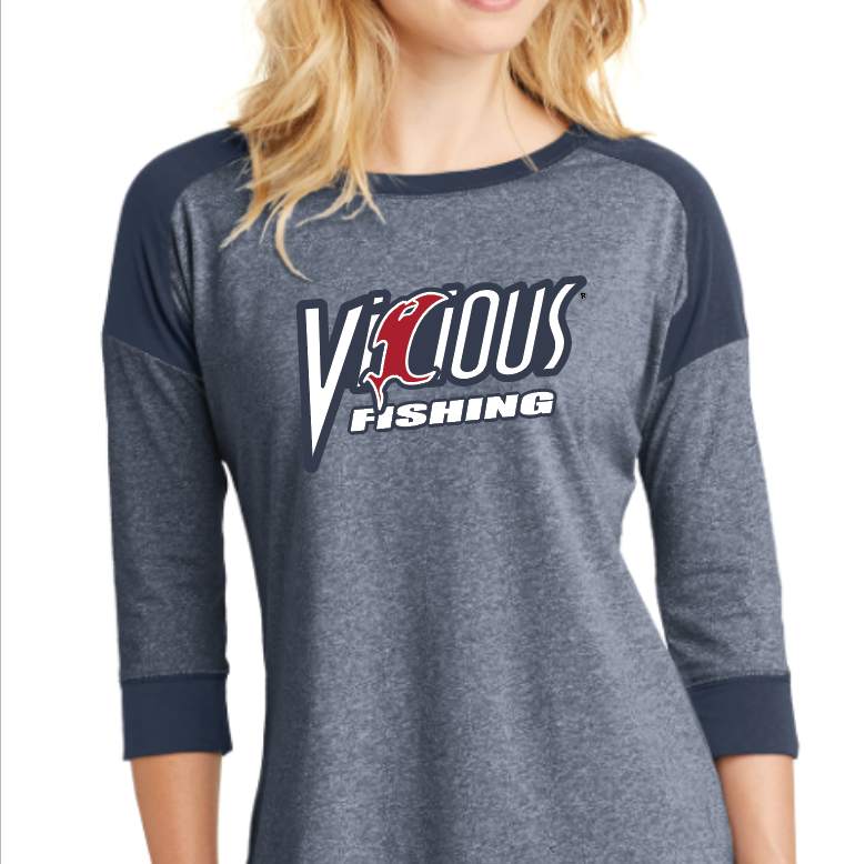 Vicious Fishing 3/4 Sleeve Ladies Tee - Color Options