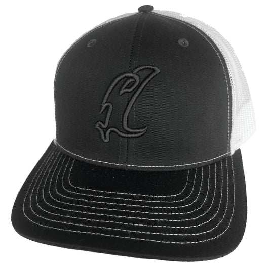 "Vic" Outline Black & White Adjustable Hat