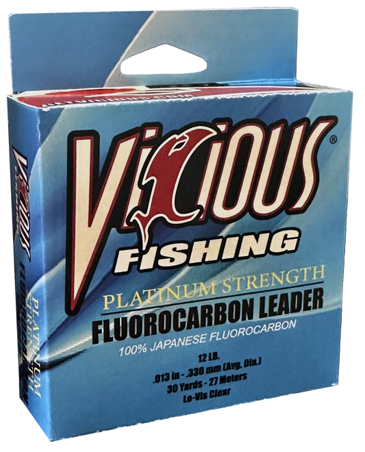 Vicious Platinum Strength 100% Fluorocarbon Leader - 30 Yards