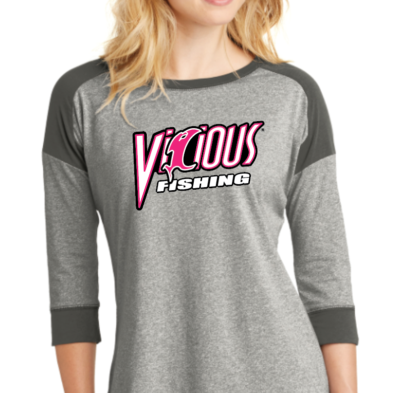 Vicious Fishing 3/4 Sleeve Ladies Tee - Color Options